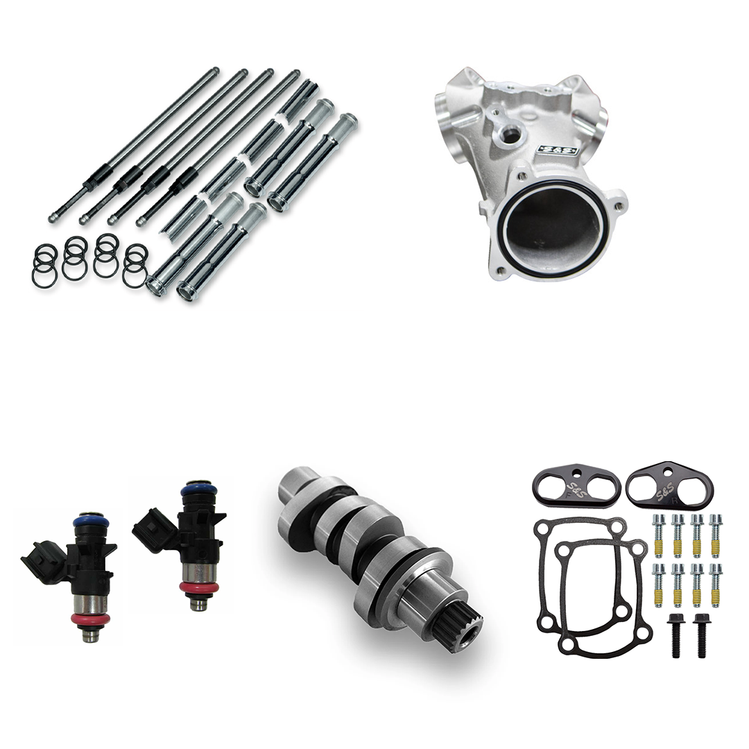 Harley Davidson Performance Kit Chrome Pushrod Covers 55mm Aluminum Intake with MC8-23XE Cam 2023 Gen1 M8 114CI 117CI