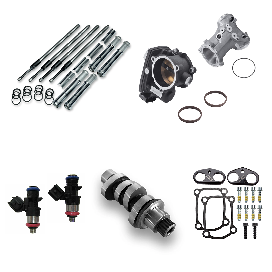 Harley Davidson Performance Kit Chrome Pushrod Covers 64mm Ported Intake with MC8-23XE Cam 2023 Gen1 M8 114CI 117CI