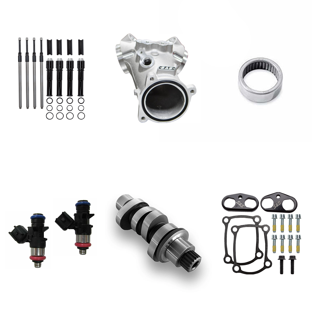 Harley Davidson Performance Kit Black Pushrod Covers 55mm Aluminum Intake with MC8-23XE Cam & Cam Bearing 2017-2022 Gen1 M8 Bagger 114CI 117CI