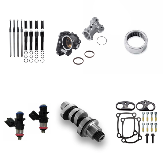 Harley Davidson Performance Kit Black Pushrod Covers 64mm Ported Intake with MC8-23XE Cam & Cam Bearing 2017-2022 Gen1 M8 114CI 117CI