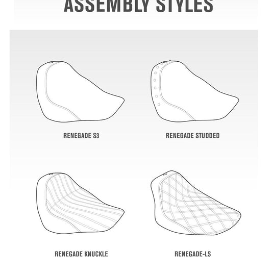 SADDLEMEN Renegade Solo Seat - Black - Studded - '14-'25 INDIAN Chief Classic/Vintage/Dark Horse, Chieftain/Classic/Limited, Roadmaster/Classic, Dark Horse, Springfield/Dark Horse