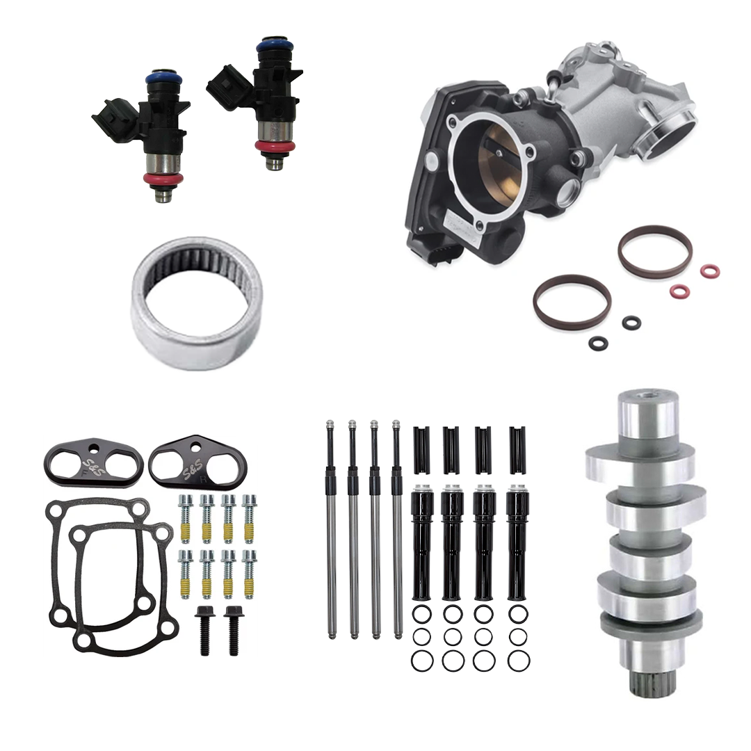 Harley Davidson Performance Kit Black Pushrod Covers 64mm Aluminum Intake with Star 30/30 Cam & Cam Bearing 2017-2022 Gen1 M8 107CI