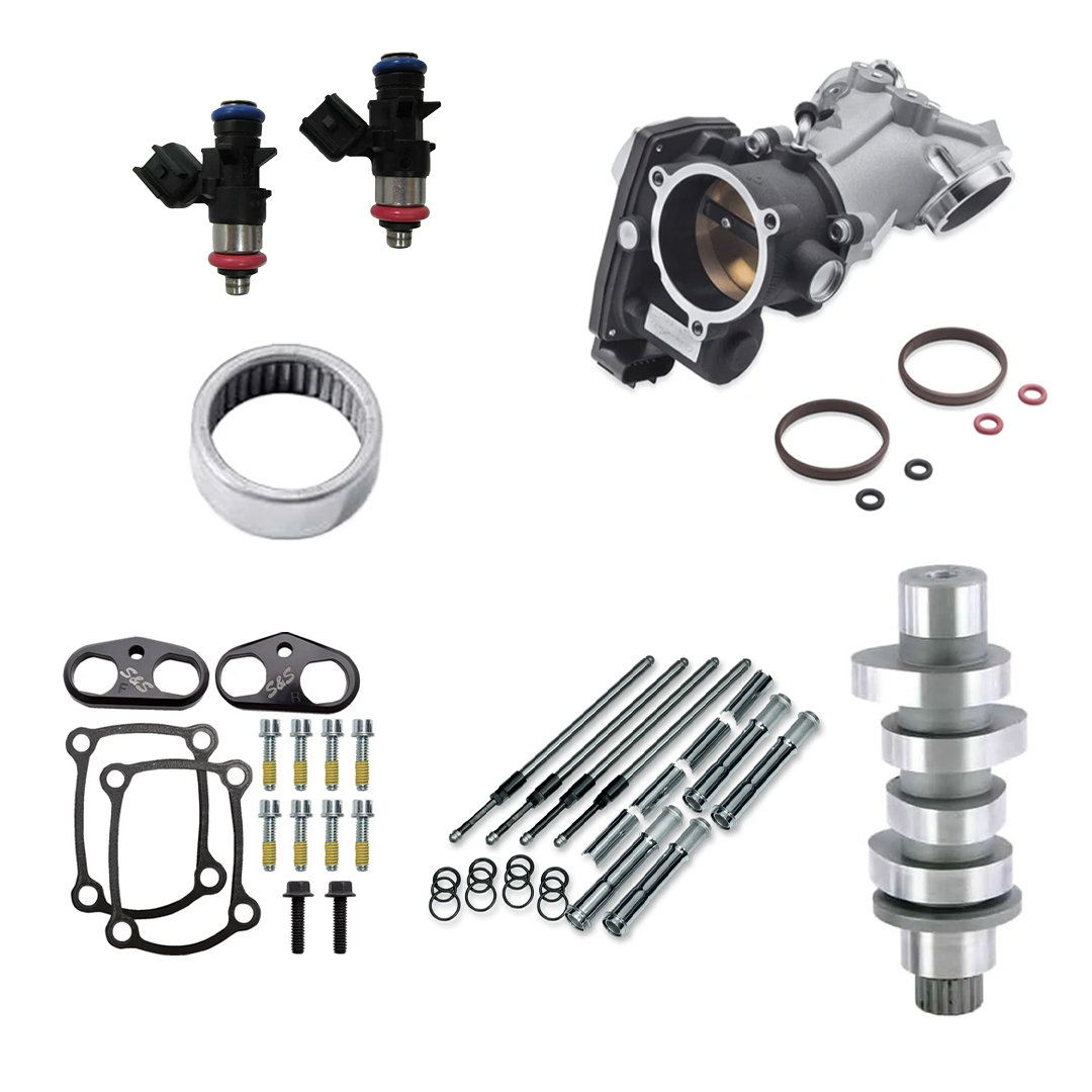 Harley Davidson Performance Kit Chrome Pushrod Covers 64mm Aluminum Intake with Star 30/30 Cam & Cam Bearing 2017-2022 Gen1 M8 107CI