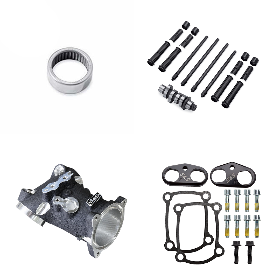 Harley Davidson Performance Kit Black Pushrod Covers 55mm Ported Intake with SE 462 Cam & Cam Bearing 2017-2022 Gen1 M8 107CI