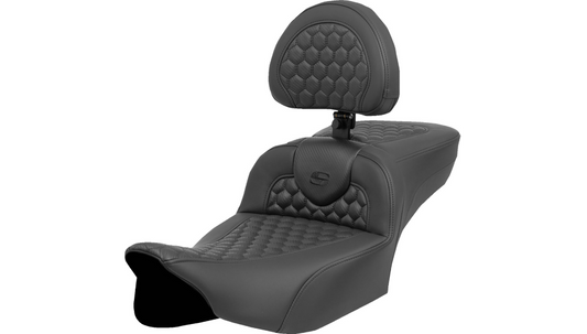SADDLEMEN - Heated RoadSofa™ Seat - Extended Reach - Honeycomb Stitch - w/ Backrest - Touring ’23.5-‘24