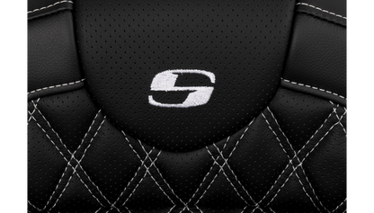 SADDLEMEN Roadsofa™ Seat - with Backrest - White Stitch - FL '08-'23