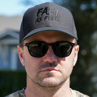 Mickey Cohen Motorsports Fast As Fuck Snap Back Hat Black On Black